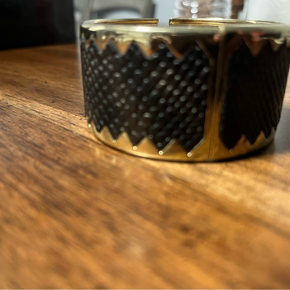 Gold and Black Textured Cuff Bracelet